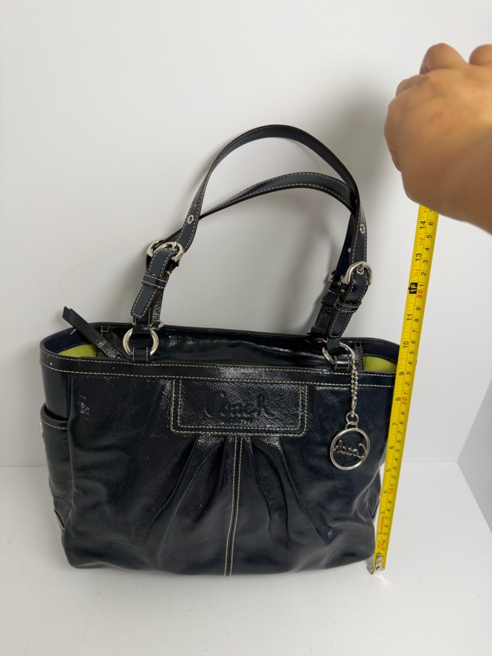 Coach Y2K East West Gallery Midnight Pleated Patent Leather Tote - Picture 3 of 12